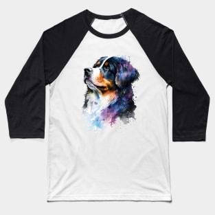 Colorful Bernese Mountain Dog Watercolor Art Baseball T-Shirt